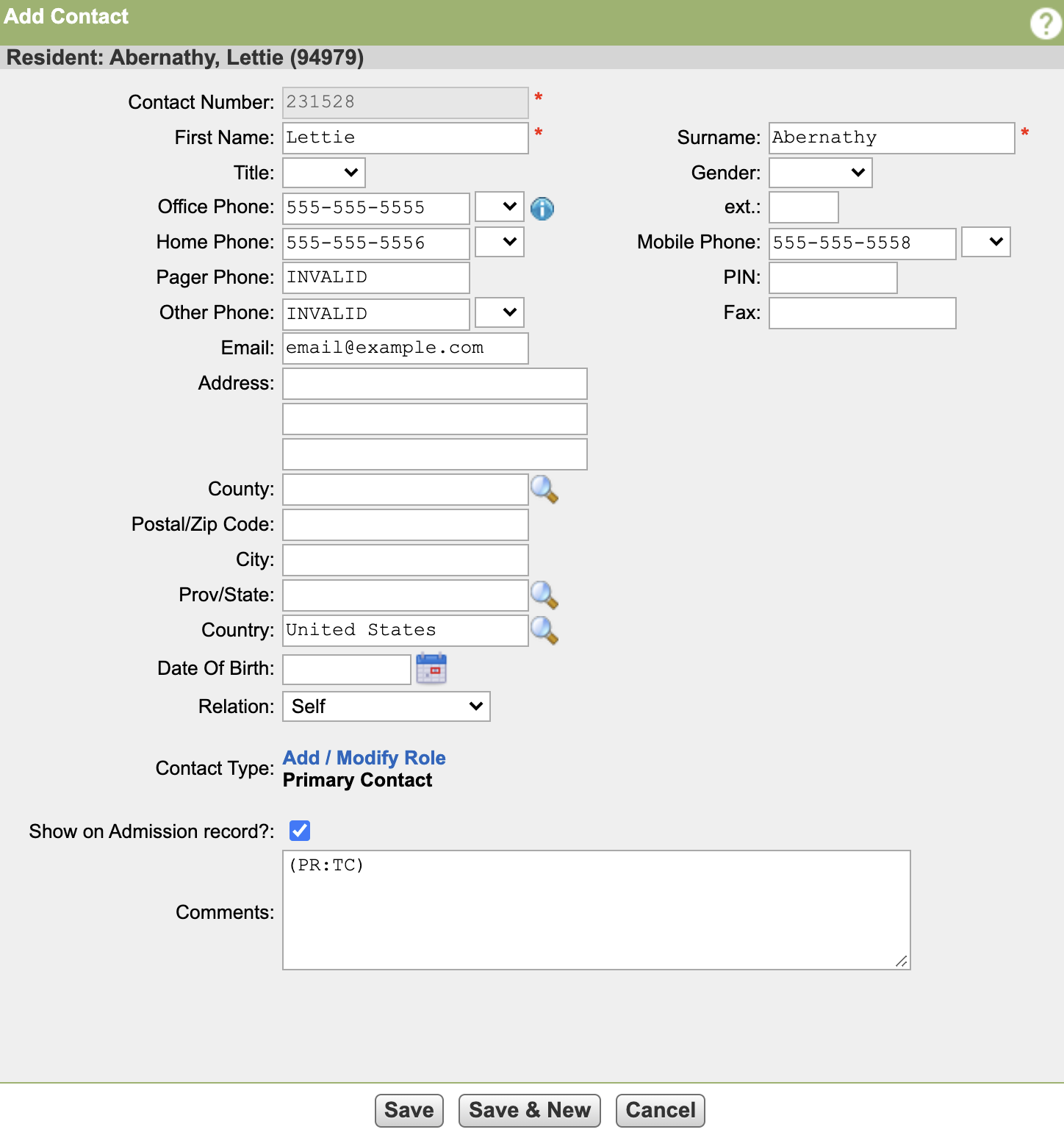 Indivdual Contact Preferences